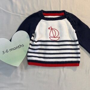 3-6M Gymboree Striped Sweater with Red Accent